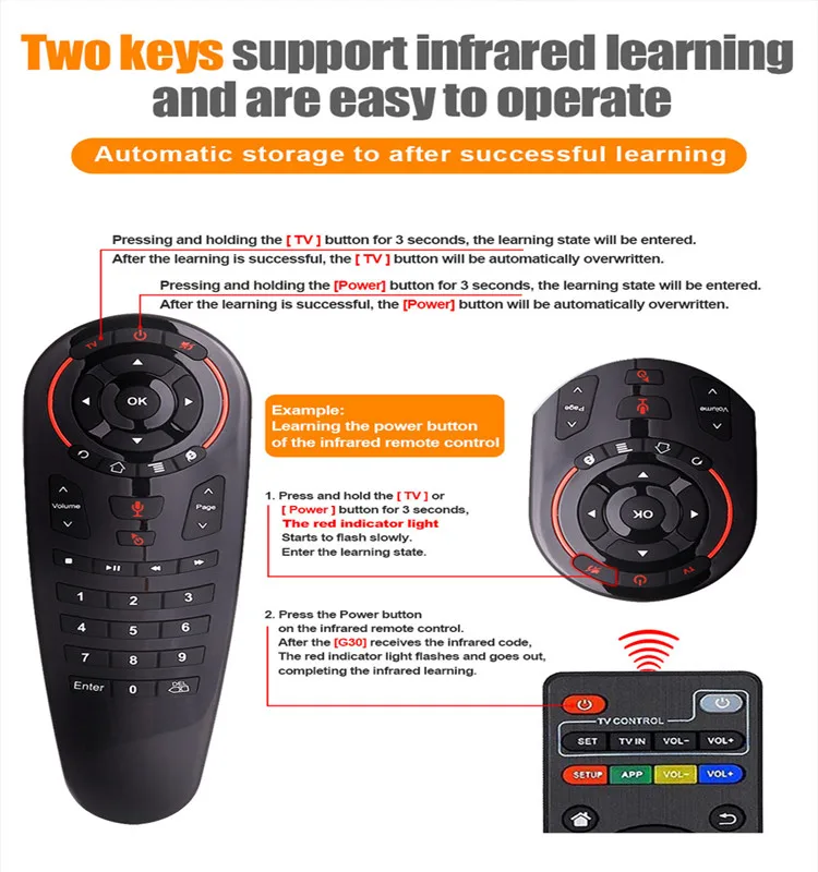 NEW G30 Voice Remote Control 2.4G Wireless Air Mouse Microphone Gyroscope IR Learning for Android TV Box of X96 max T95Q | Электроника