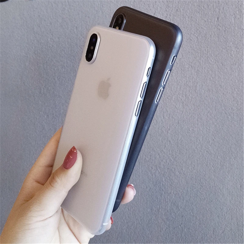 Ультратонкий матовый чехол для iPhone 7, 8 Plus, Прозрачный Простой чехол для iPhone 6, 6s, X, Xr, Xs Max, задняя крышка для телефона, чехлы