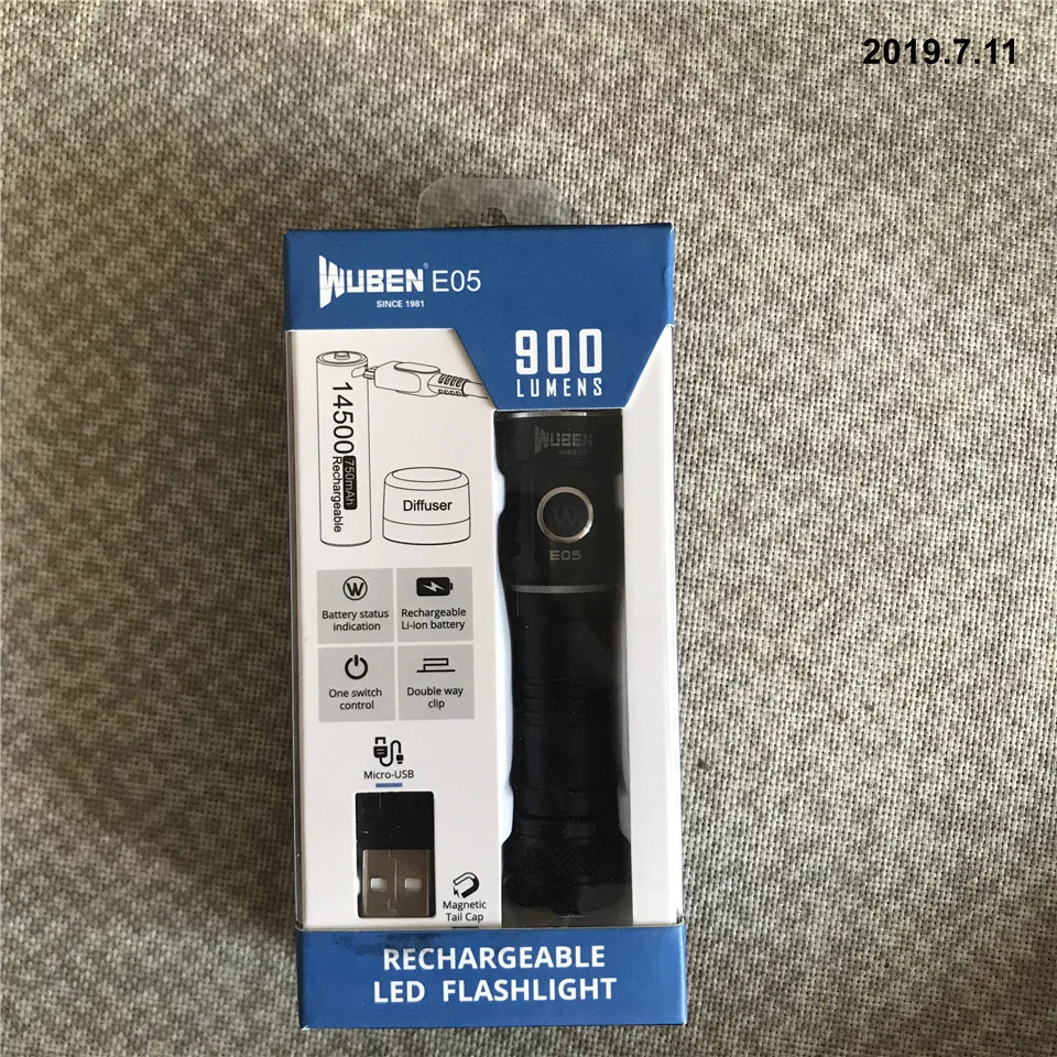 Wuben E05 рассеиватель микро-usb порт 14500 походный светильник Cree XPL светодиодный 900LM мощный осветительный светильник s с магнитным хвостовым колпачком