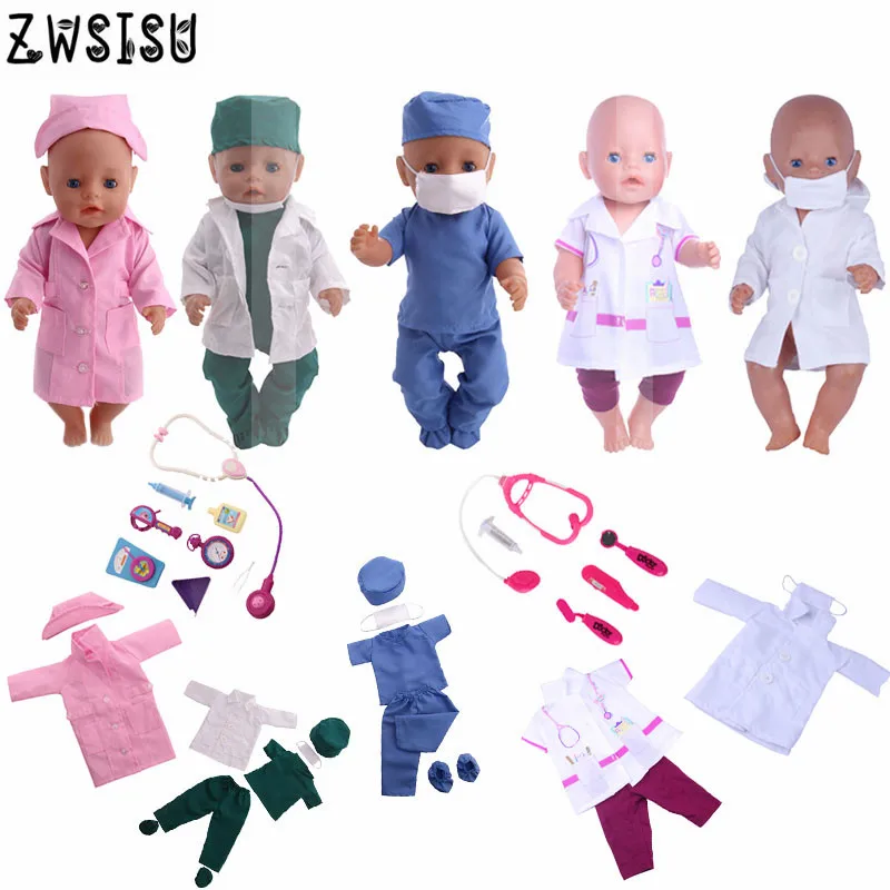 Nurse Clothes Stethoscope And Other Suitable For 43 Cm Baby Doll Accessories