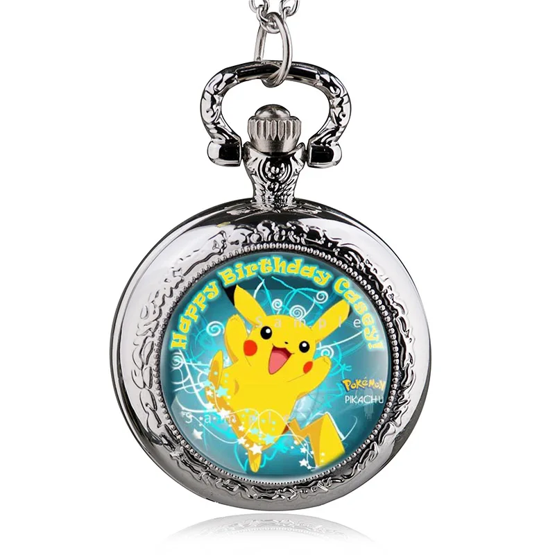 Кварцевые карманные часы Pokemon Pikachu винтажный стимпанк ожерелье с цепочкой лучший