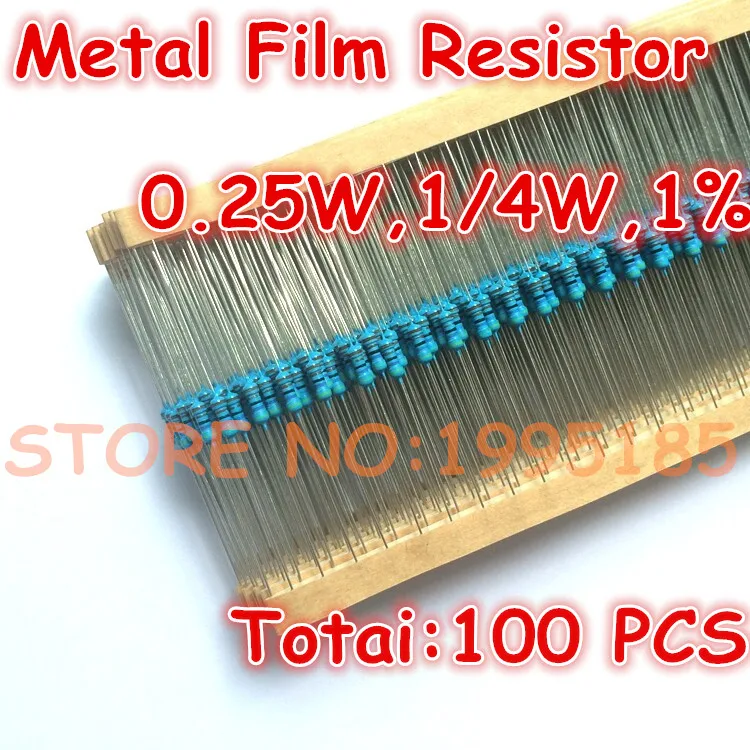 

100pcs/lot 1.5K 1K5 ohm 1% 1/4W 1K5 Metal Film Resistor 1.5Kohm 0.25W 1% ROHS