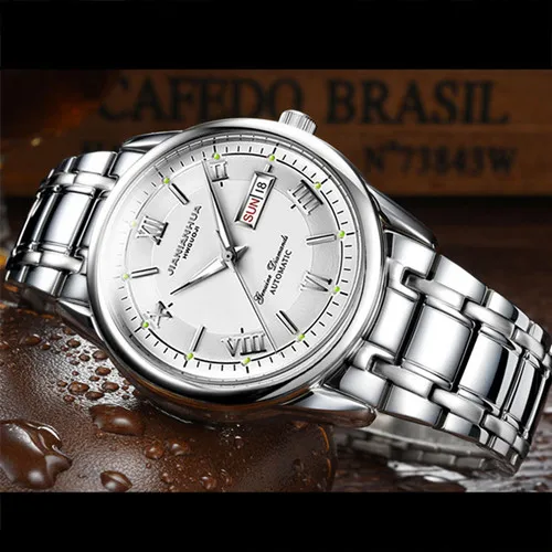 Roman C8610silverwhi Карнавальный Швейцарский бизнес Топ бренд класса люкс часы для мужчин сапфир полный стали автоматические механические мужские часы водонепроницаемые montre - Цвет: Roman C8610silverwhi