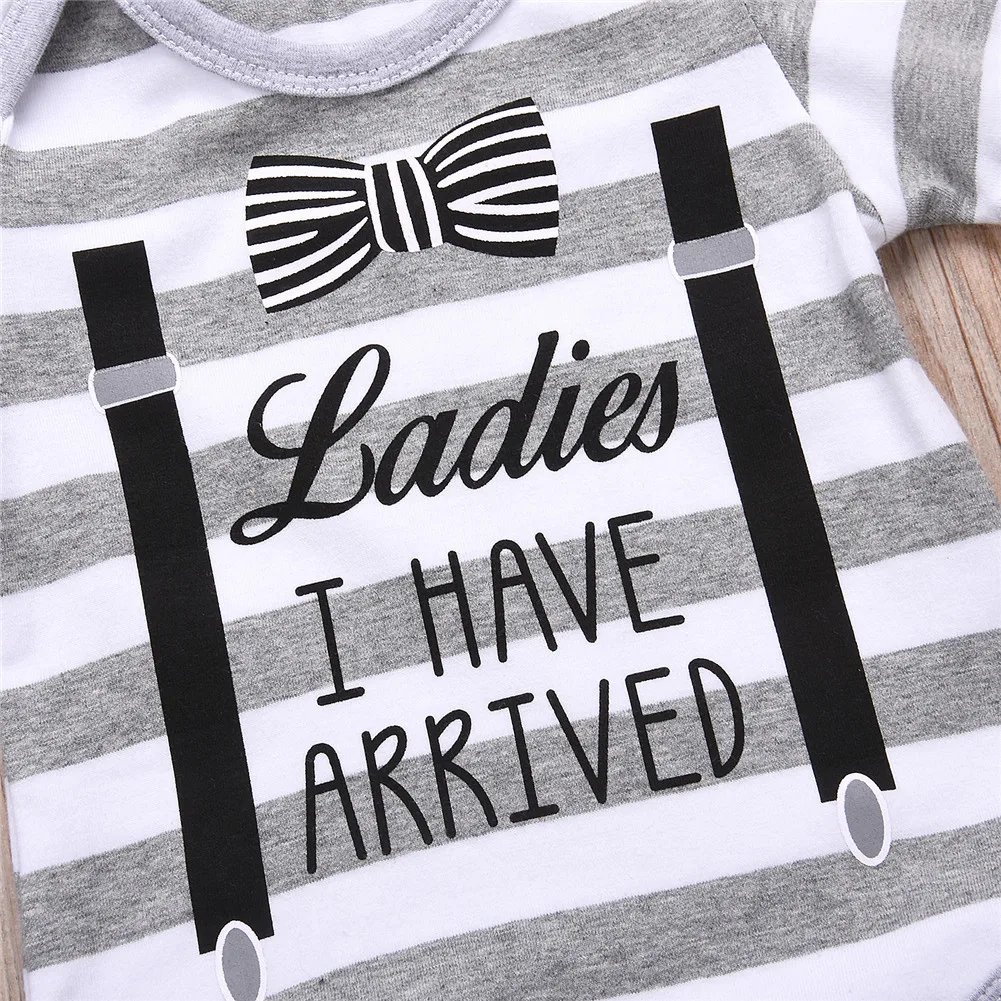 Newborn Baby Boy Girl Cotton Romper Little Gentleman Stripes Jumpsuit Clothes Outfit |