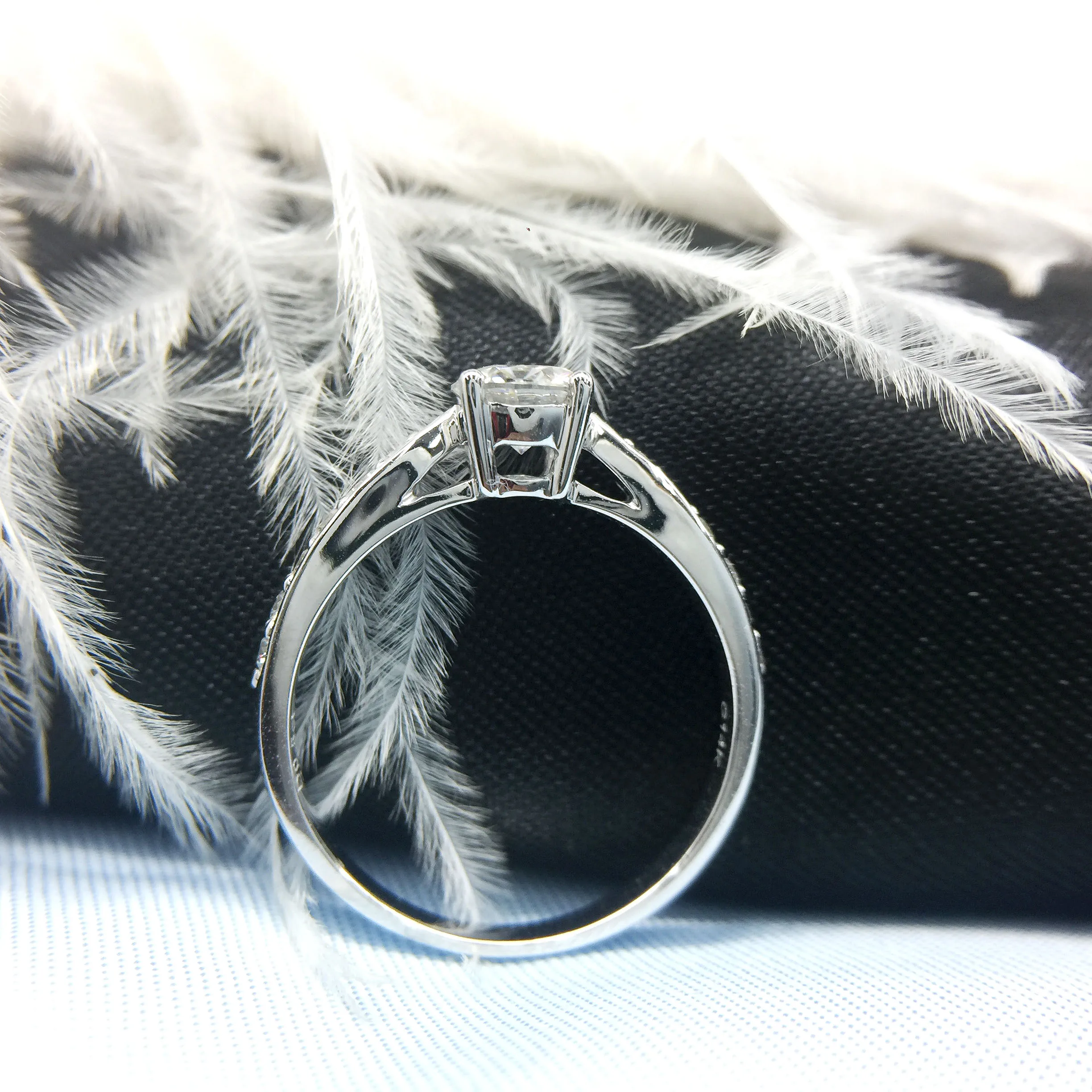 100% Moissanite АЛМАЗНОЕ КОЛЬЦО для свадьбы 0 5 карат из натурального 18K белого золота D