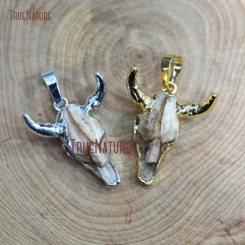 Кулон в форме черепа буйвола 25 х22 мм PM8675|cattle skull|necklace pendant goldsilver necklace charms |