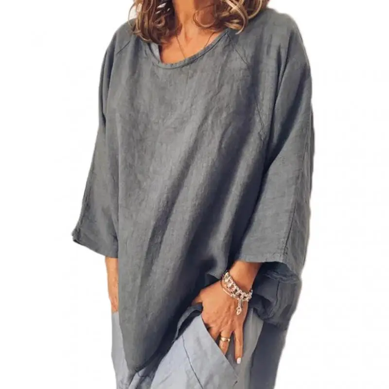 Фото Women Blouse Retro Linen Round Neck Loose Pullover Shirt New Arrival 2020 Long Sleeve Woman Tee Tops Plus Size Blouses Женская одежда Women Blouse Retro Linen Round Neck Loose Pullover Shirt New Arrival 2020 Long Sleeve Woman Tee Tops Plus Size Blouses Женская одежда