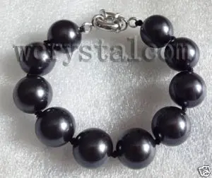 14 мм черный перламутровый браслет 7&quot | Украшения и аксессуары