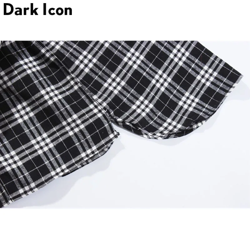 Рубашка Мужская Фланелевая в черно белую клетку с длинным рукавом весна 2019|flannel