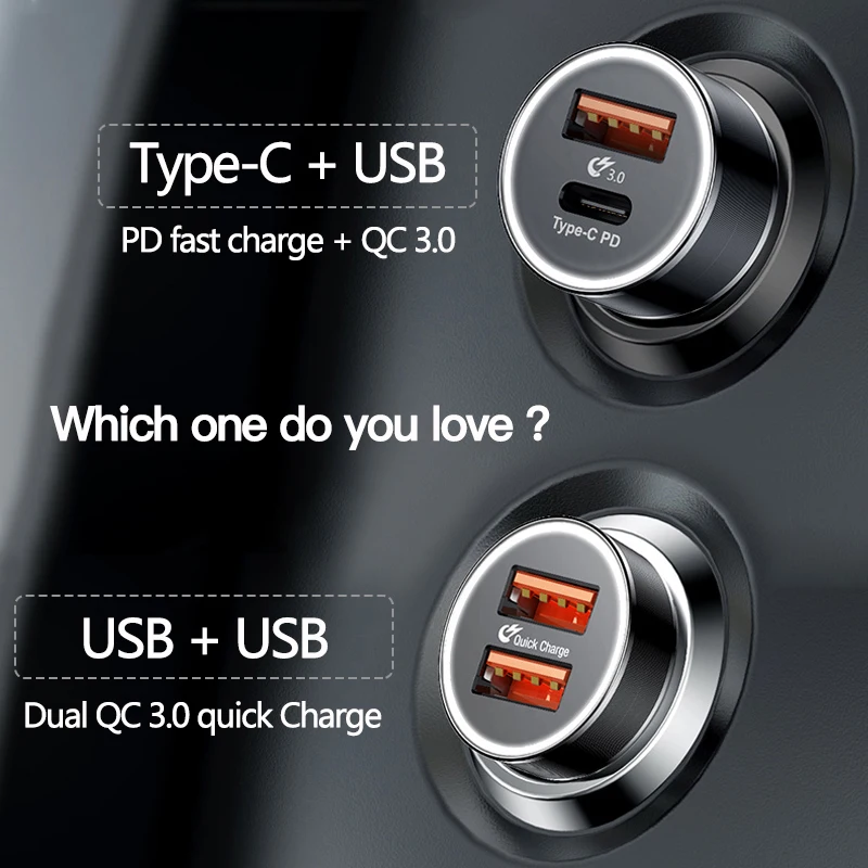 36W Dual USB Fast Charging QC 3.0 Car Charger for IPhone Type-C PD Mobile Phone | Мобильные телефоны и аксессуары