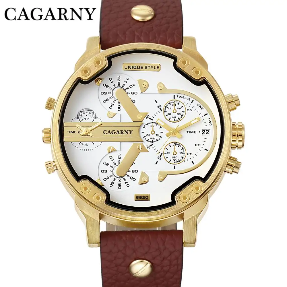 Часы CAGARNY мужские кварцевые с кожаным ремешком|wristwatch brand|wristwatch goldwristwatch mens gold |