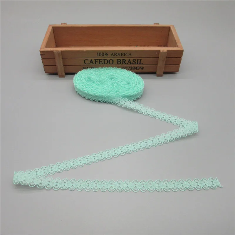 Light Green Красивое 10 ярдов/партия кружево, лента, тесьма 14 мм качественная кружевная отделка DIY вышитое кружево для шитья украшения африканская кружевная ткань - Цвет: Light Green