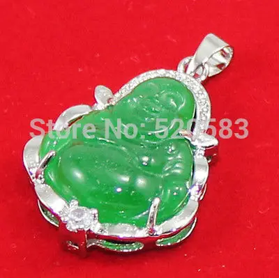 Подвеска Будда с зеленым нефритовым кристаллом Lucky + ожерелье в подарок|necklace heart