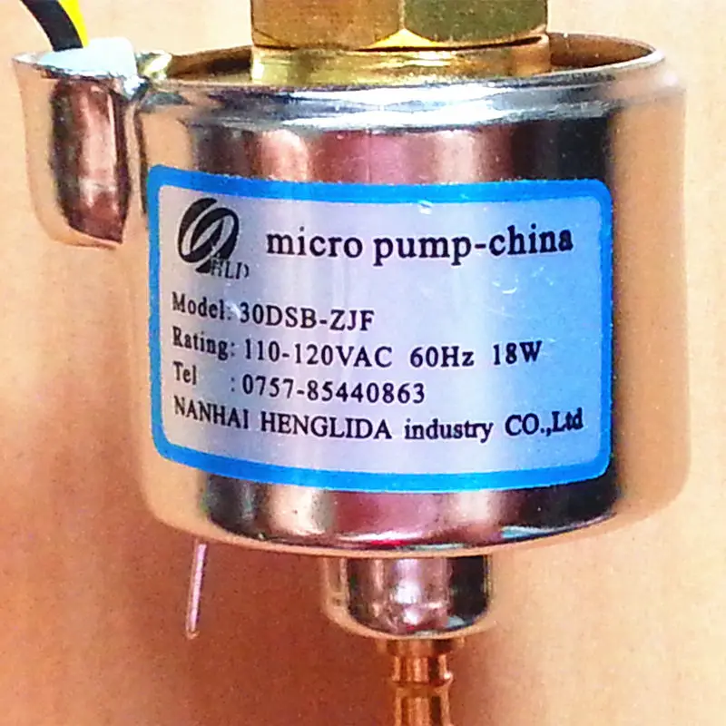 Микро-электромагнитный насос Модель 30DCB-ZJF напряжение 110-120vac-60hz-мощность 18 Вт |