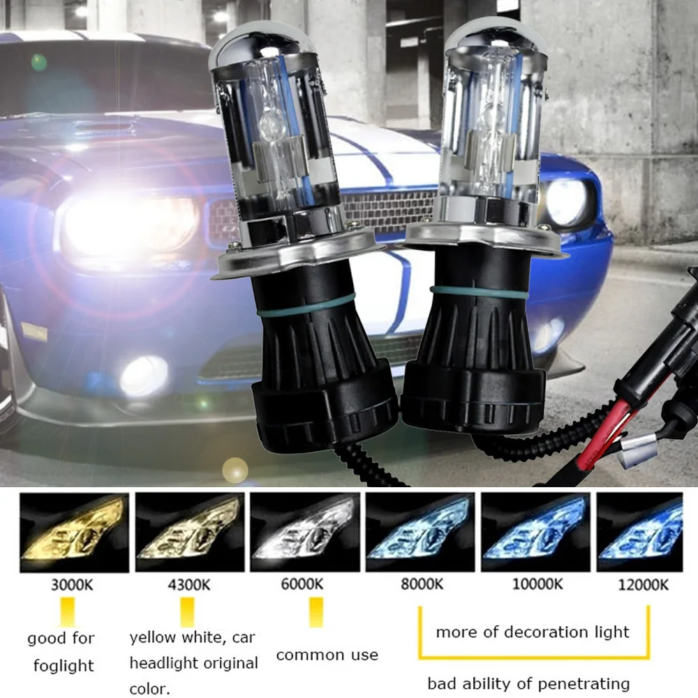 2шт Hi/Lo HID ксеноновая лампа H4 35 Вт Биксеноновая супер яркая 12 В распродажа