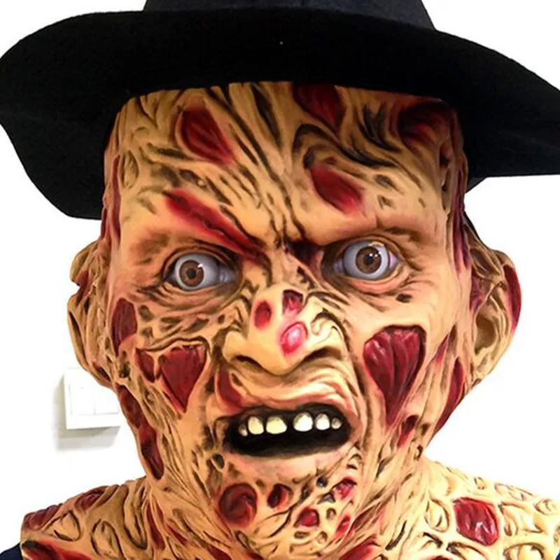 Латексная Маска Freddy Krueger страшный костюм для взрослых на Хэллоуин тема зомби