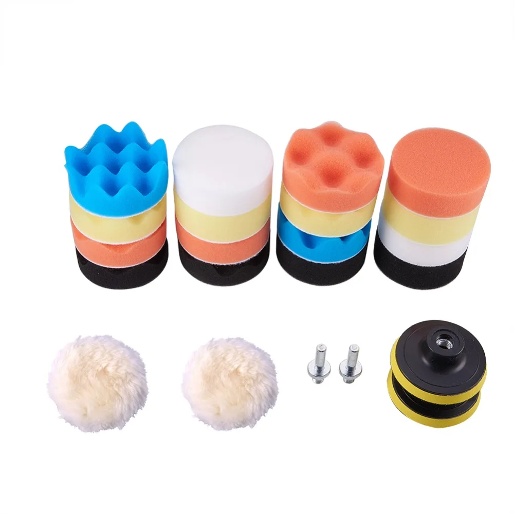 22pcs/set 3 inches Car Wash Sponge Compound Drill Buffing Pads Kit for Sanding Polishing Waxing Sealing Glaze | Автомобили и