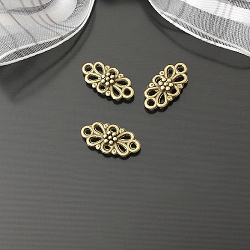 

(24292)50PCS 15x8MM Antique Style Zinc Alloy Flower Connect Charms Diy Jewelry Findings Accessories Wholesale