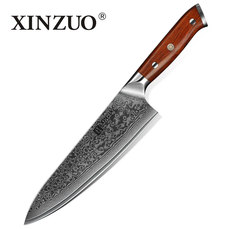 8.5 in Chef Knife XINZUO, 3 шт., профессиональные кухонные ножи, наборы японских кованых ножей из дамасской стали, ножи шеф-повара сантоку из нержавеющей стали, палисандр, нож шеф-повара с ручкой - Цвет: 8.5 in Chef Knife