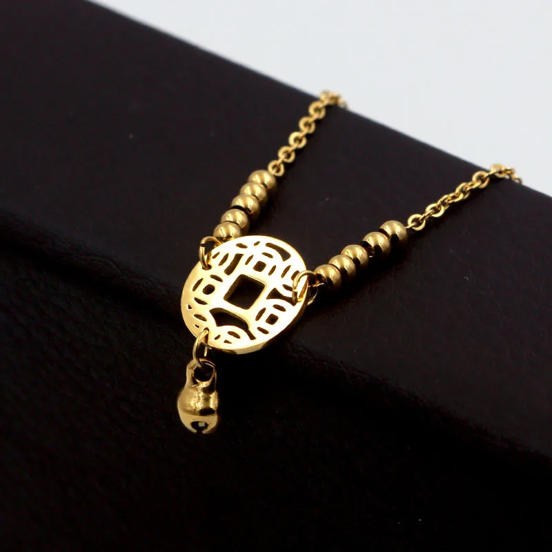 Высокоуглеродистая сталь одинарная монета Чарм-браслет Ttitanium цвета розового