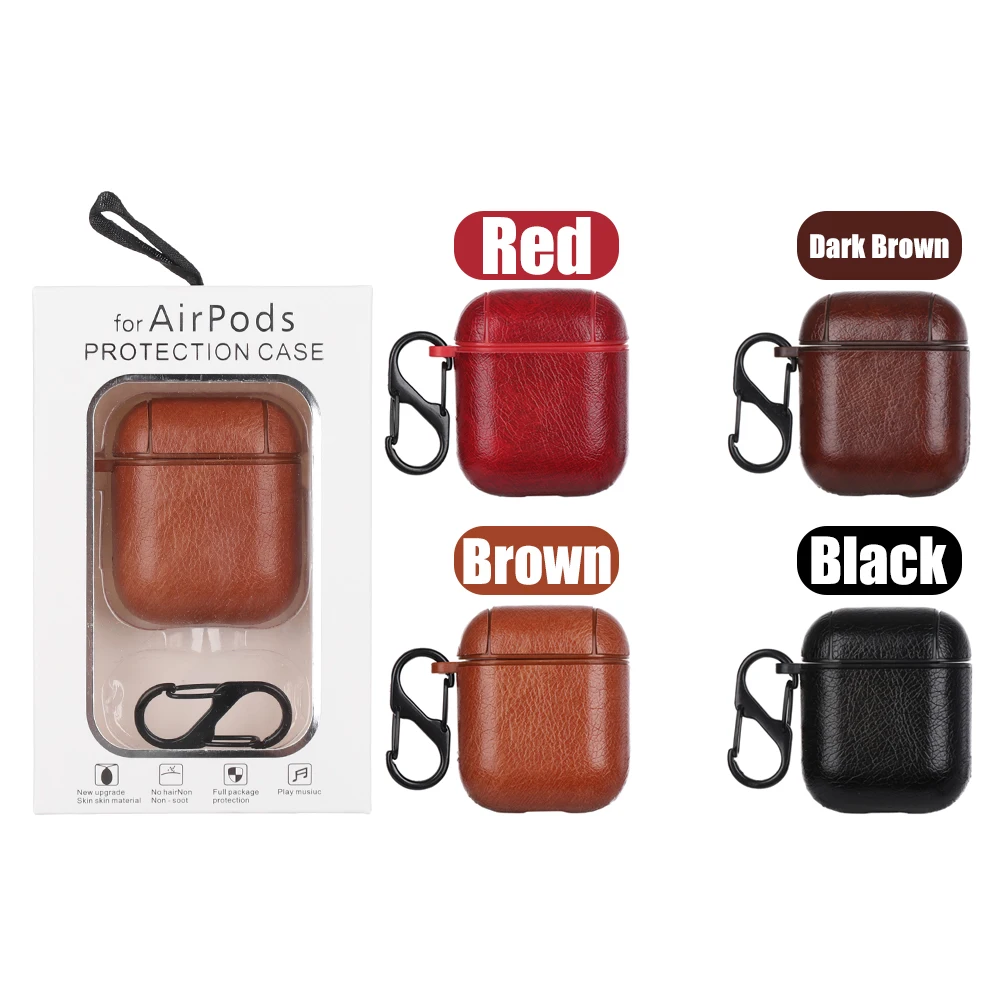 Роскошный кожаный чехол для AirPods 2, винтажный матовый чехол для Apple Airpods, Защитная сумка для хранения, черный, коричневый, Прямая поставка