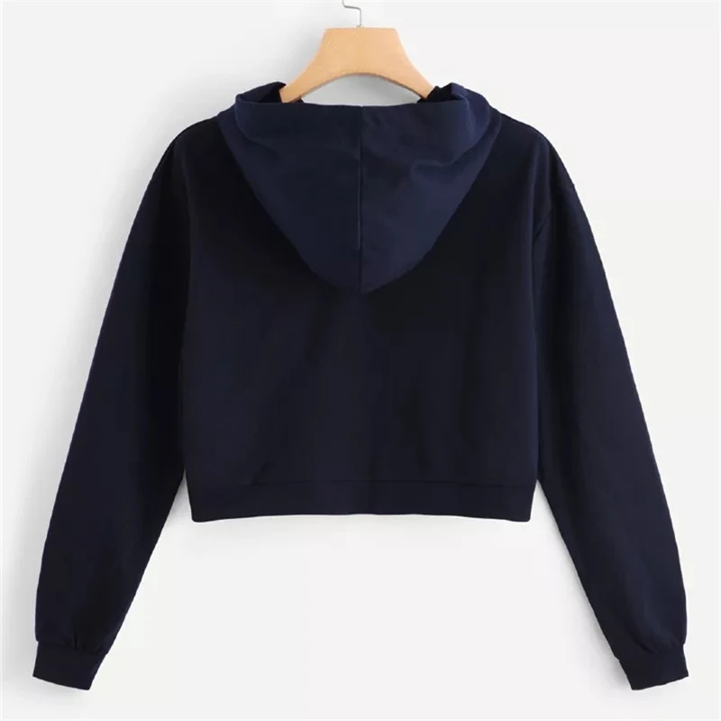 

OllyMurs Autumn Winter Women Short Tops Streetwear Hooded Hoodies Loose Casual Warm Sweatshirts Ladies Long Sleeve Pullover