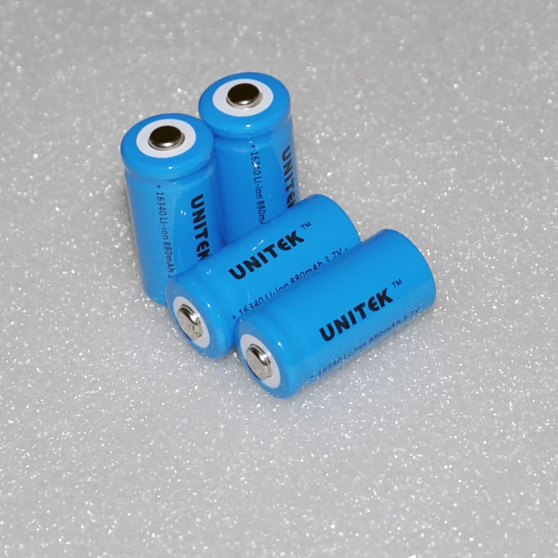 Литий ионный аккумулятор UNITEK 16340 3 7 В ICR перезаряжаемый литий емкостью 880 мАч CR123A CR