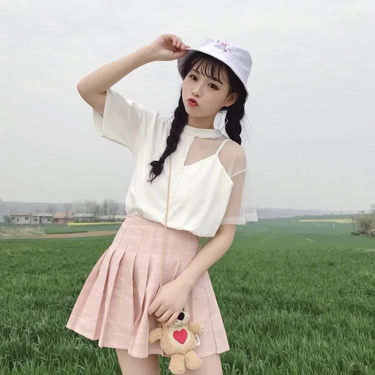 Корейская летняя Прозрачная женская футболка в стиле Харадзюку модная с круглым