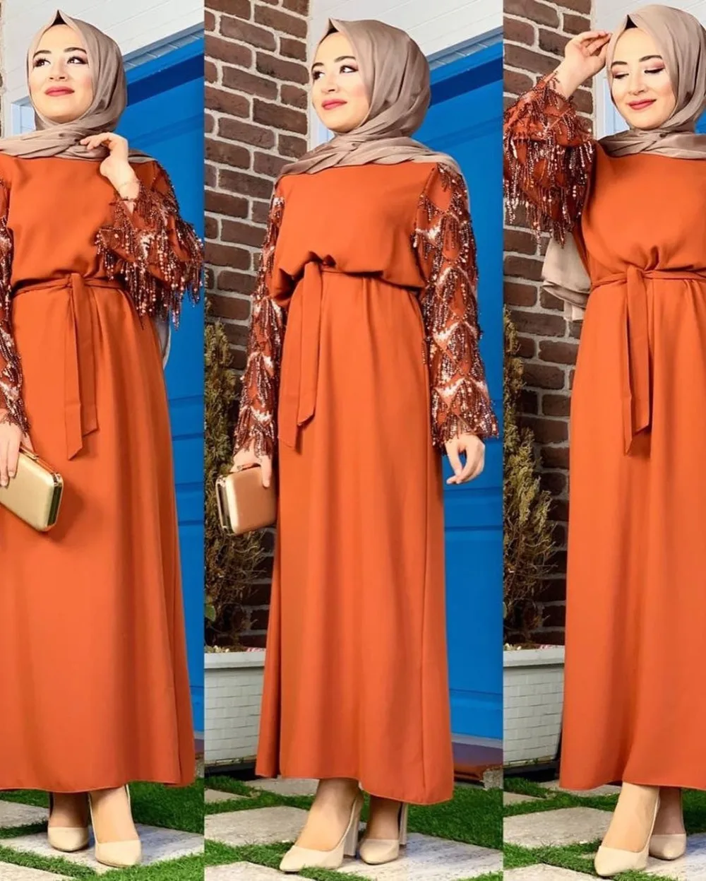 Кимоно abaya с блестками и кисточками мусульманское платье хиджаб кардиган Дубай Кафтан Eid Рамадан Турецкая мусульманская одежда арабское платье Femme