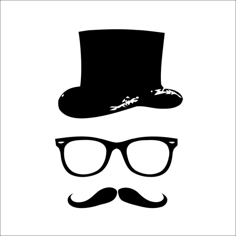 Оптовая продажа 2016 наклейка на стену шляпа с усами для парикмахерских стеклянная