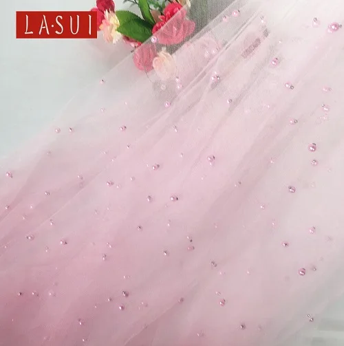 Pink LASUI 3y = Лот 27 цветов хорошее качество lrmedium бисером кружева Мягкая сетка инкрустированные жемчугом креативные ткани платья сделай сам, аксессуары F0004 - Цвет: Pink