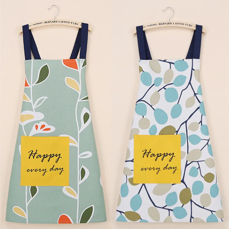 Simple Flower Leaf Pattern Cotton Apron Cooking Panting Aprons Restaurant Working Clothes Coffee Use Nail Salon | Дом и сад