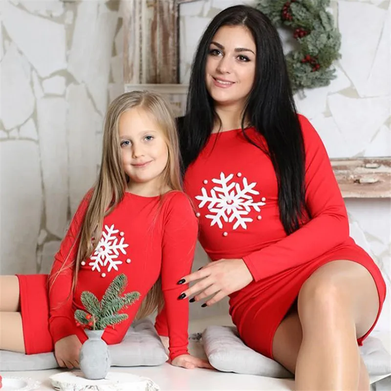 Осень Семья мама и дочь платья Мать и дочь, Рождественская одинаковая для женщин и девушек; с цветочным рисунком, вечерние платья-пачки платье одежда наряд C0462
