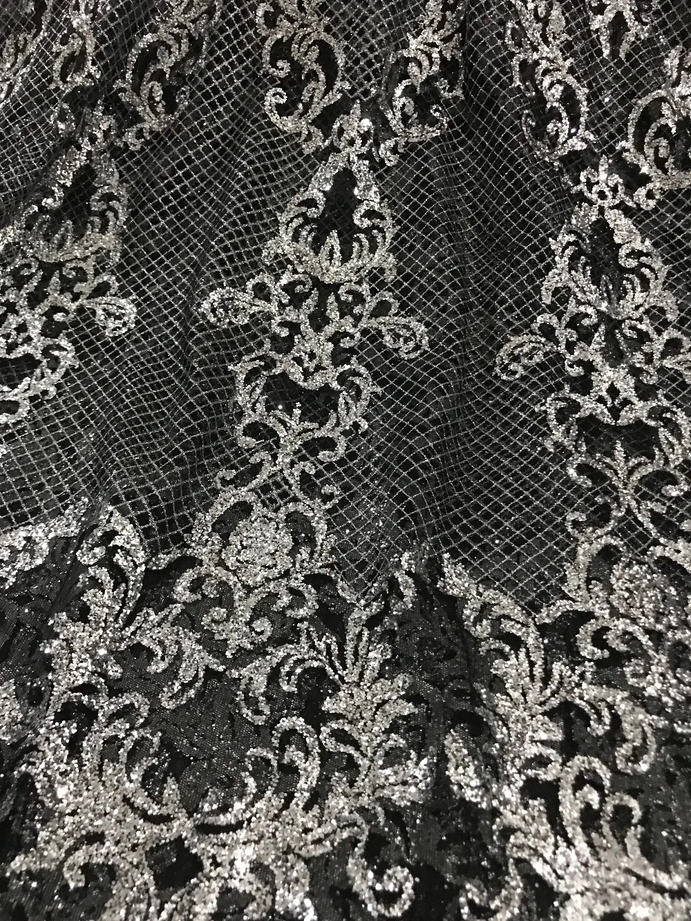 Nice design print glued glitter powder tulle mesh lace fabric hannah-622 sparkle for sawing | Дом и сад