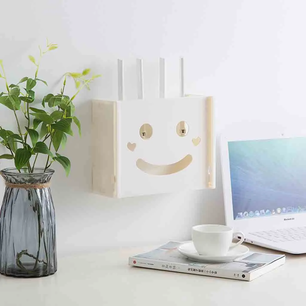 Wireless Wifi Router Storage Box Plastic Shelf Wall Bracket Cable Organizer Broadband home | Дом и сад