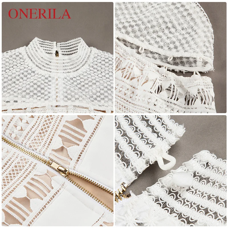 ONERILA 2018 Для женщин пляжные пикантные O шеи выдалбливают Белое Кружевное платье