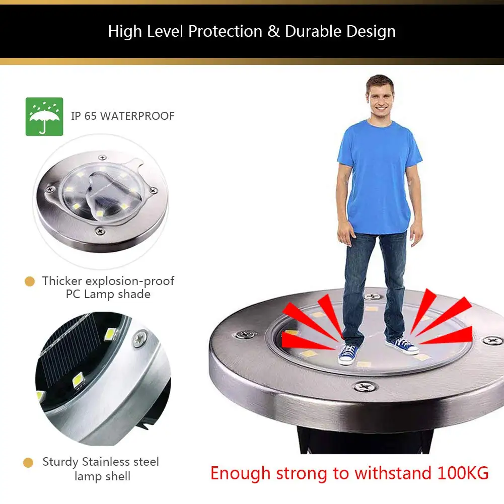 Outdoor Solar Light 12 Led in-Ground Buried Solar Lights Garden Lights Waterproof for Outdoor Walkway Lawn Pathway Yard Decking