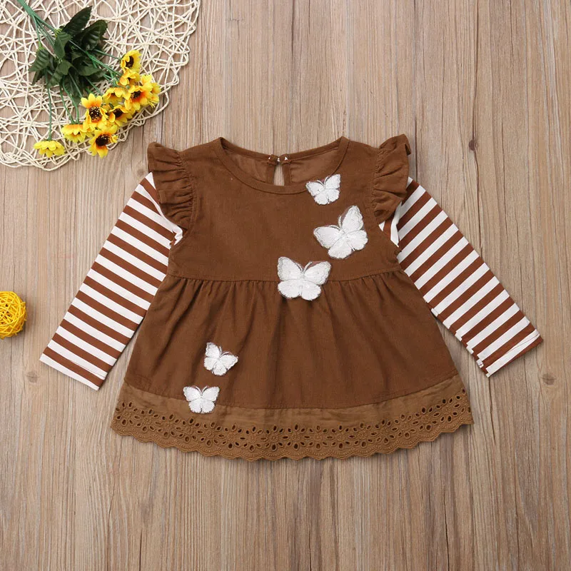 2018 Осенняя футболка с длинными рукавами для новорожденных и маленьких девочек в