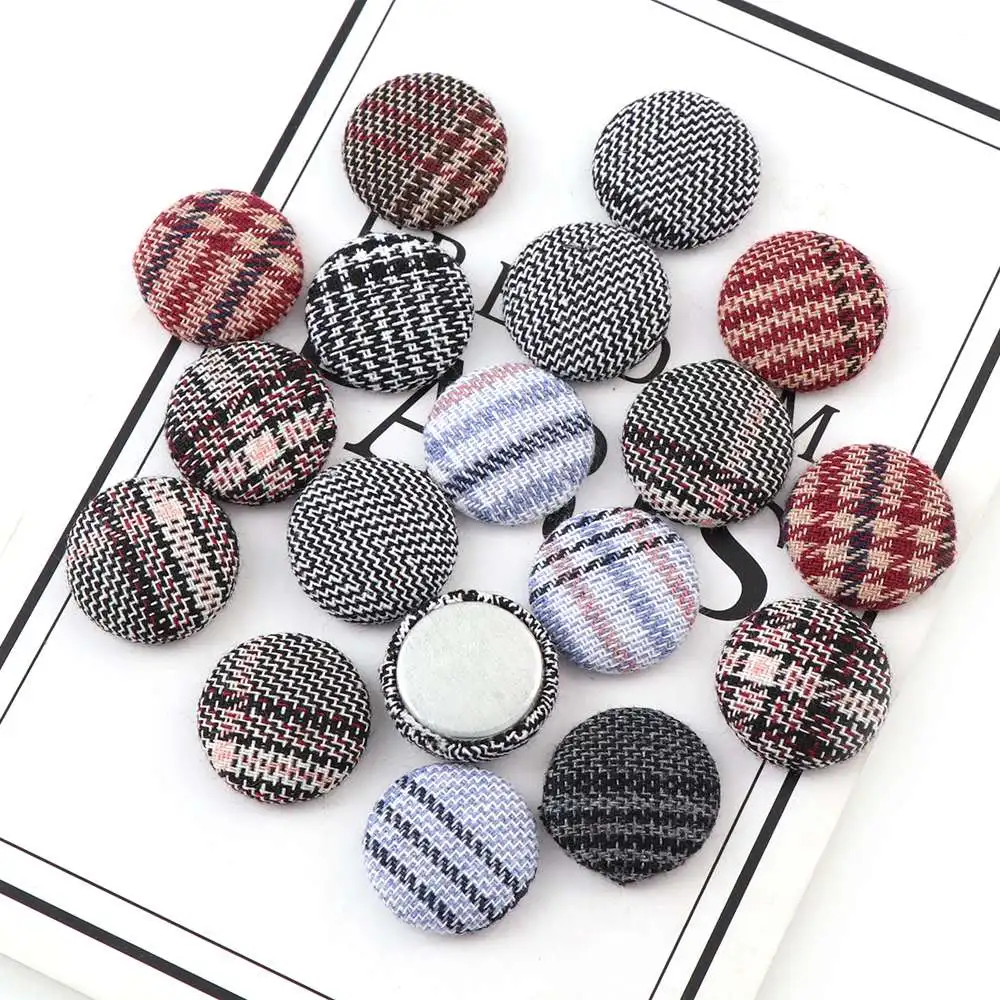 20mm 50pcs 15/20/25 мм 30-50 шт. клетчатые ткани Houndst Крытая круглую кнопку кабошон с плоской задней частью для художественного оформления ногтей, ручная работа Кнопка Скрапбукинг - Цвет: 20mm 50pcs