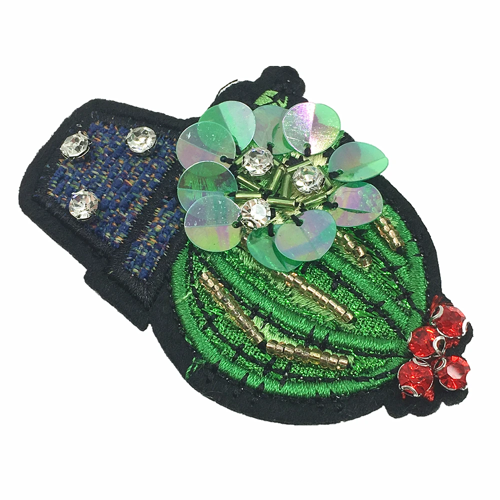 4 шт. патчи с блестками и КАКТУСОМ для шитья|patches for clothing|plant patchbeaded patches |