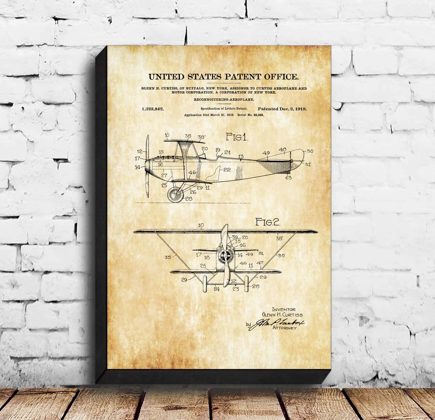 Curtiss 1919 рекогносцирующий биплан патент проект постер|Рисование и каллиграфия| |