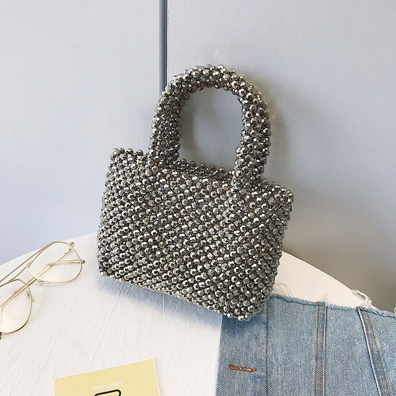 Women Hand-woven Pearl Bag Fashion Beaded Shoulder Large Capacity Ladies Handbag Banquet Phone Crossbody Bags Bead bags | Багаж и сумки