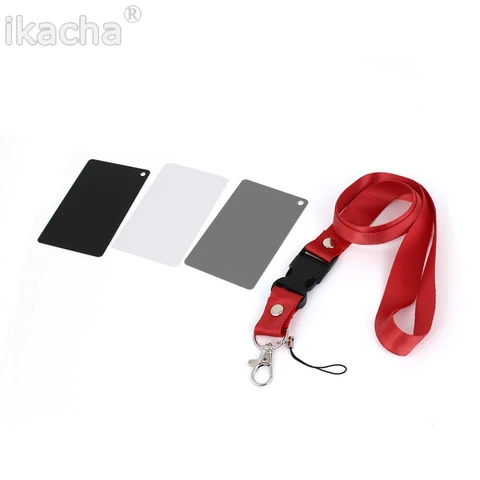 3 in 1 White Black Grey Balance Cards 18 Degree Gray Card S Size with Neck Strap Photography Accessories for Digital Cameras