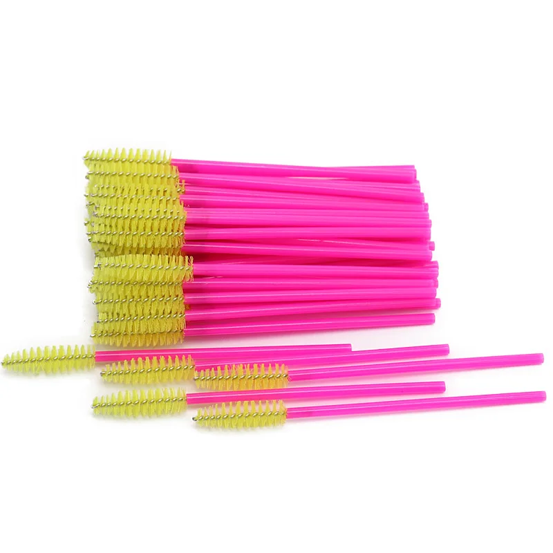 01 Yellow 50pcs 50 шт./упак. одноразовые микрометрические щетка для ресниц тушь для ресниц палочки ресницы расширения красочные Профессиональные кисти для макияжа, набор инструментов - Handle Color: 01 Yellow 50pcs