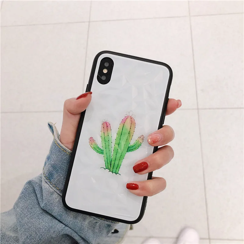 Прекрасный Алмазный Узор botany дизайн Кактус белый imd чехол для телефона Apple iphone 6 6s 7