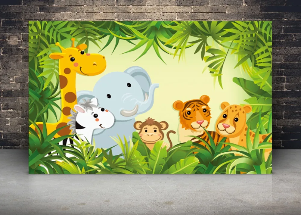 DePhoto Jungle Safari День рождения фото Фоны Детские мультфильм лес плакат фотографии