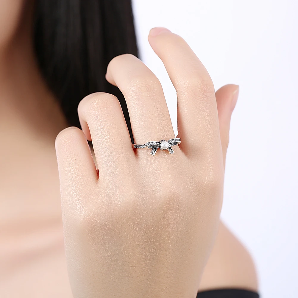 Женское кольцо с бантом и бабочкой из серебра 925 пробы | Украшения аксессуары