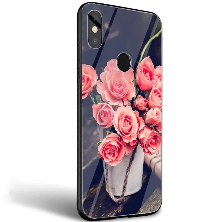 GerleeK Glass TPU Flowers Rose Peony Case Cover for Xiaomi 8 Lite A1 9 pocophone F1 Redmi Note 5 6 7 Pro 6A 4X | Мобильные телефоны