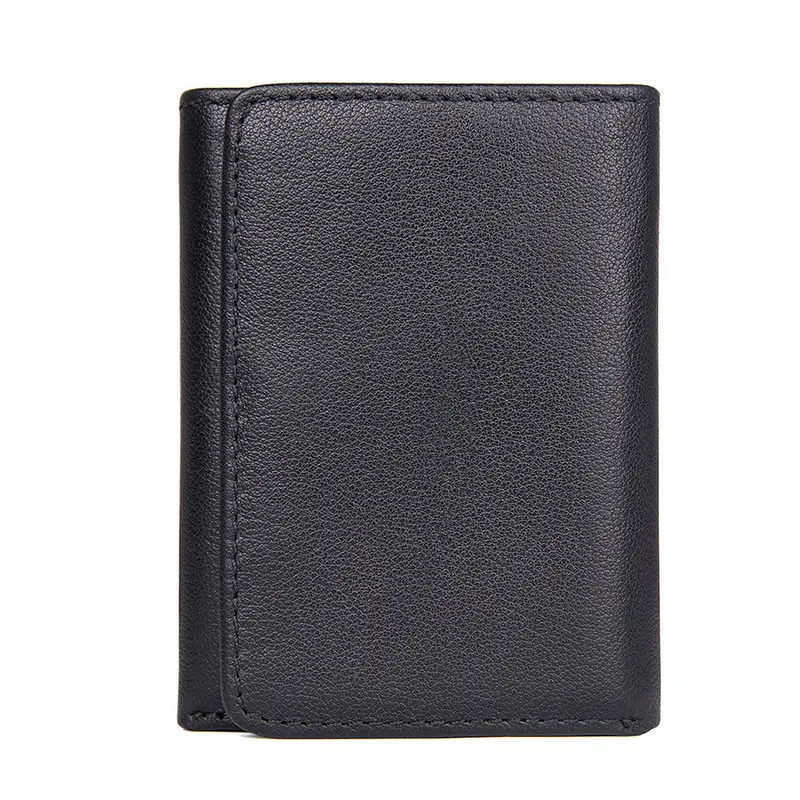 Men Wallet Black GENODERN мужские кошельки из натуральной кожи, модные короткие роскошные мужские кошельки высокого качества, мужские кошельки с застежкой - Цвет: Men Wallet Black