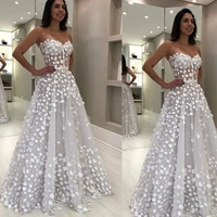 white prom dresses 2020 sweetheart neckline flowers 3d flowers a line evening dresses vestidos de fiesta vestidos de gala